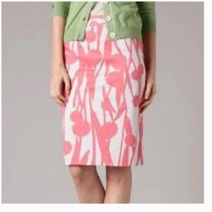 BODEN RICHMOND Stretch Pencil SKIRT Gray Pink FLORAL PRINT Sz US 6R